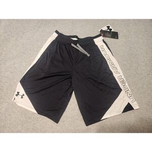 Under Armour Shorts Boys Large Black White HeatGear Athletic Basketball YLG